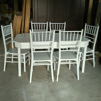 Set Meja Makan 6 Kursi Tiffany Putih