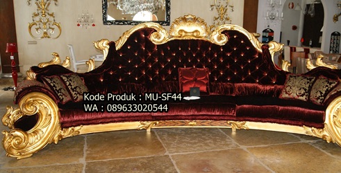 MU-SF44 Sofa Ukiran Mewah Gold Red