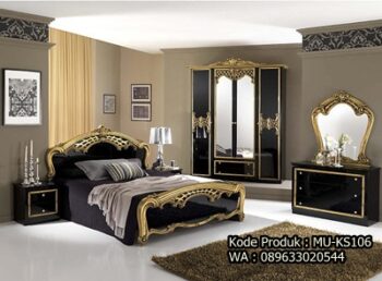 Set Tempat Tidur Antik Black Gold MU-KS106